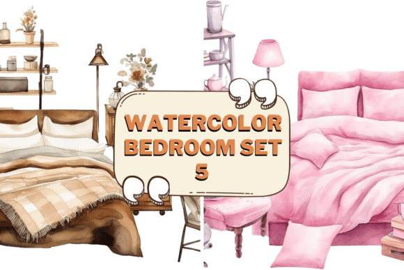 Download Watercolor Bedroom Furniture Clipart 05 - Watercolor Collection