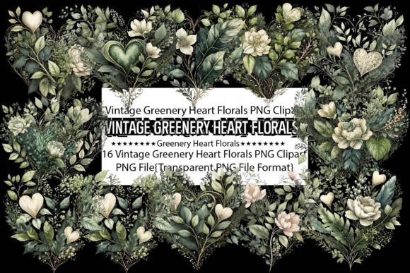 Download Vintage Greenery Heart Florals PNG - Premium Resources