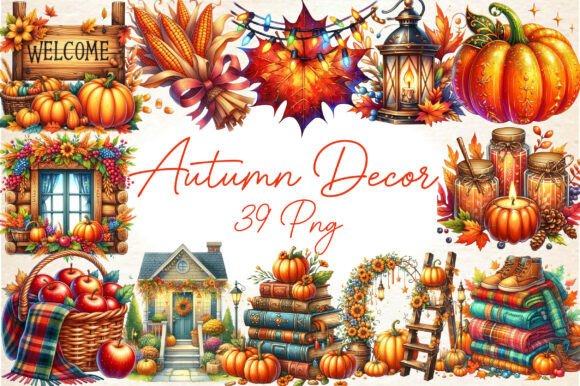 Download Watercolor Autumn Decor Clipart Bundle - Watercolor Collection