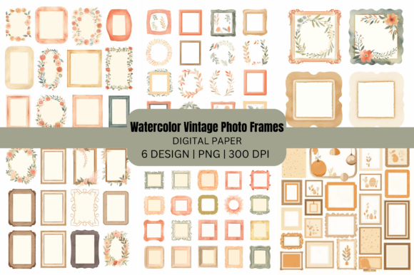 Download Watercolor Vintage Photo Frames - Watercolor Collection