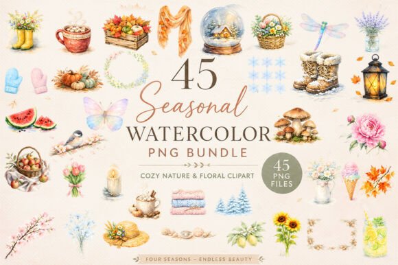 Download Seasonal-Watercolor-PNG-Bundle-45 - Watercolor Collection