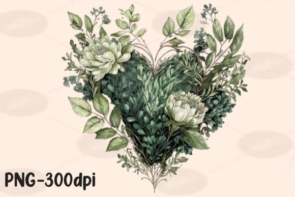 Download Vintage Greenery Heart Florals PNG - Premium Bundle