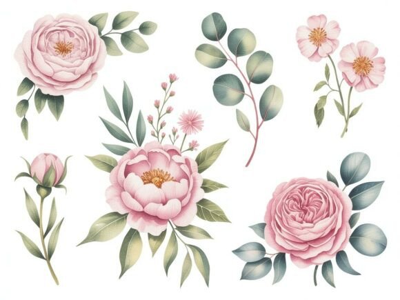 Download Delicate Watercolor Floral Clipart Set - Watercolor Collection