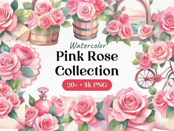 Download Bundle Watercolor Rose Clipart PNG - Watercolor Collection