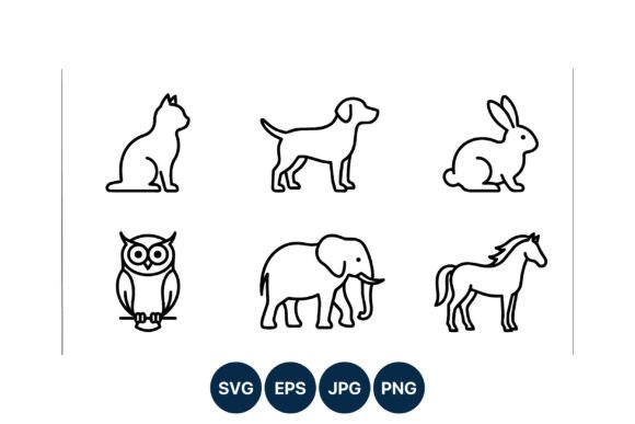 Download Simple Animal Line Art Vector Icons - Animal line art Collection