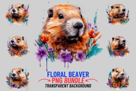 Download Watercolor Floral Beaver 12 PNG Clipart - Watercolor Collection