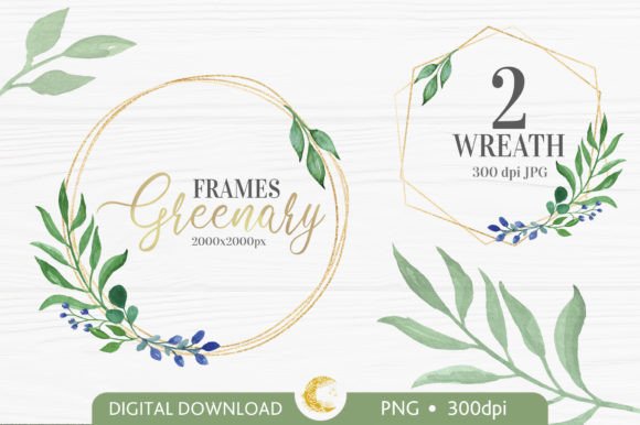 Download Watercolor Greenery Wreath Png - Watercolor Collection