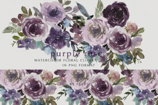 Download Purple Pink Watercolor Rose Clipart Set - Watercolor Collection