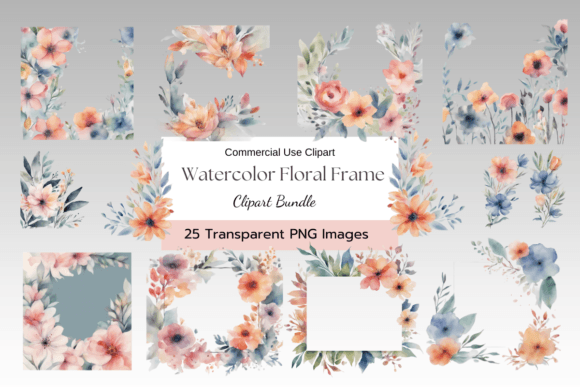 Download Dreamy Coral Watercolor Floral Frame PNG - Frame png Collection