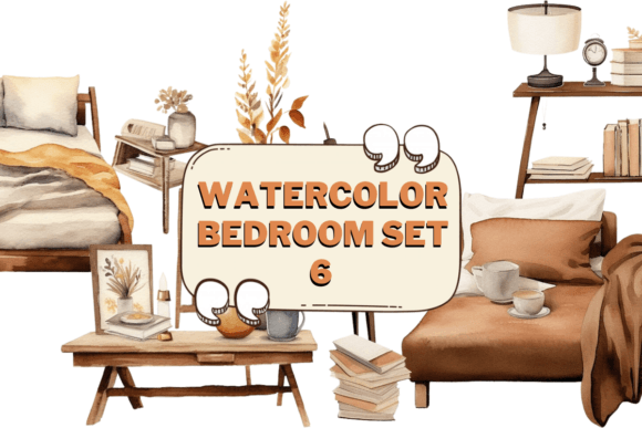 Download Watercolor Bedroom Furniture Clipart 06 - Watercolor Collection