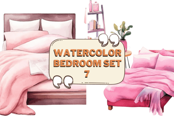 Download Watercolor Bedroom Furniture Clipart 07 - Watercolor Collection