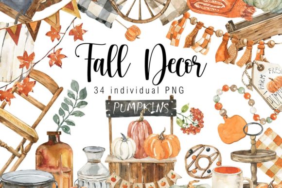 Download Watercolor Fall Decor Clipart - Watercolor Collection