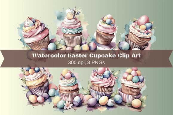 Download Watercolor Easter Cupcake Clipart - Watercolor Collection