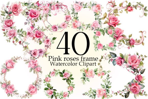 Download Pink Roses Frame,watercolor Floral Frame - Watercolor Collection