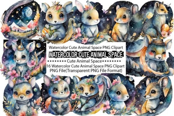 Download Watercolor Cute Animal Space Sublimation - Watercolor Collection