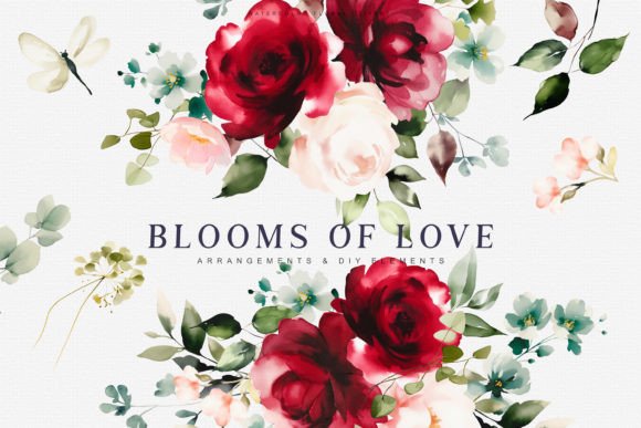 Download Watercolor Burgundy Blush Flowers Set - Watercolor Collection