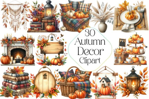 Download Watercolor Autumn Decor Clipart - Watercolor Collection