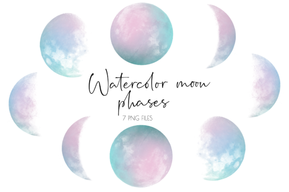 Download Watercolor Moon Phases,Moon Phases Clip - Watercolor Collection